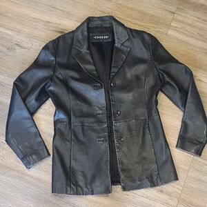 Vintage The Olde Hide House Acton, Supple Leather Blazer Black, 3 Button. sz 6